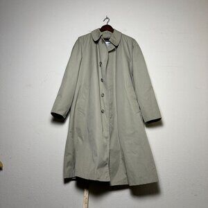 VTG Raintamer Beige Trench Coat Faux Fur Lining Men 44R Korea Fur Prep Brown